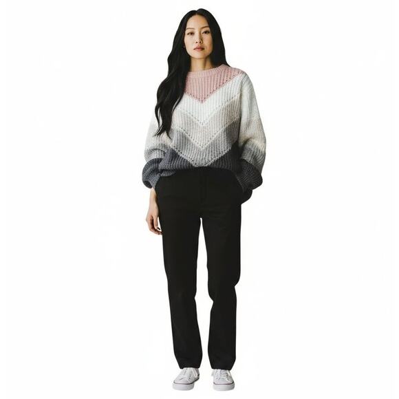 Torrid Color Block Chevron Stripe Pointelle Sweater Size 1 - Picture 1 of 9